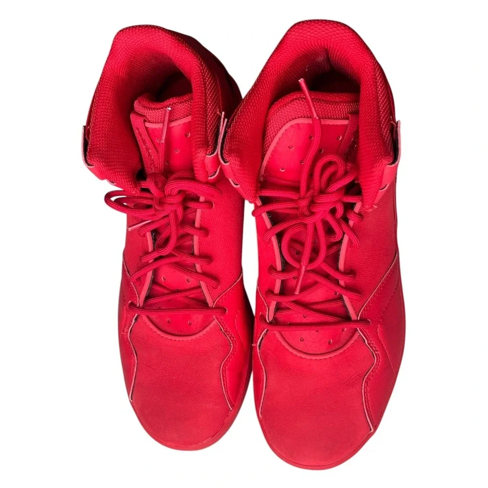 Adidas Men's 8 Red Leather High Top Basketball Sneakers